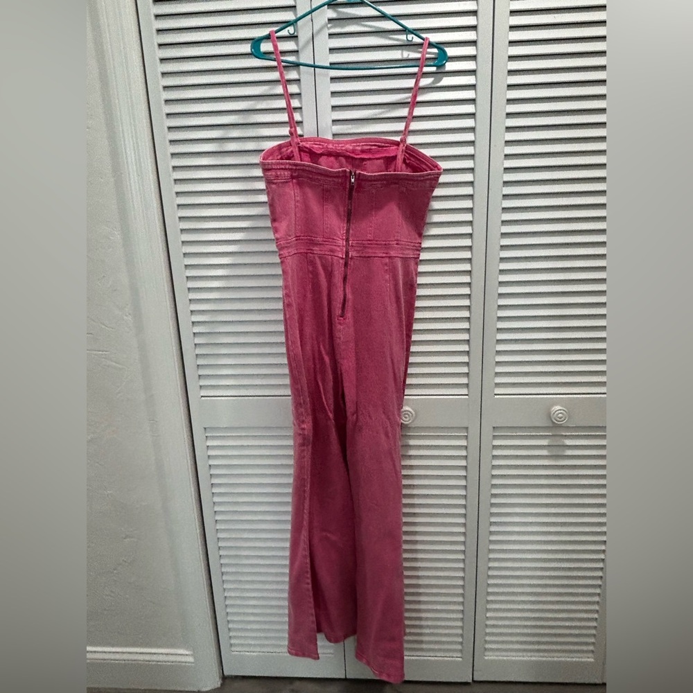 Vici Vibrant Pink Denim Jumpsuit - Picture 8 of 10